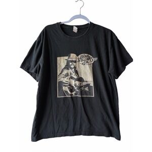 Hank Williams Jr. Graphic Band Tee Black Country Music T-Shirt Size Large